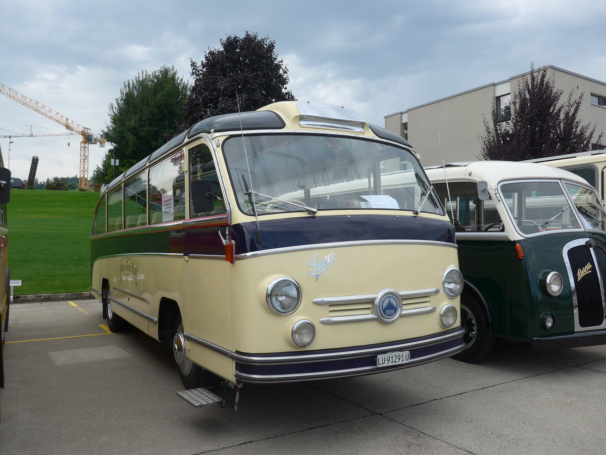 (184'344) - Hodel, Grosswangen - LU 91'291 U - Saurer/Saurer (ex Peter, Luthern Bad; ex Hobi, Ganterschwil; ex Brunner, Sargans) am 26. August 2017 in Oberkirch, CAMPUS Sursee