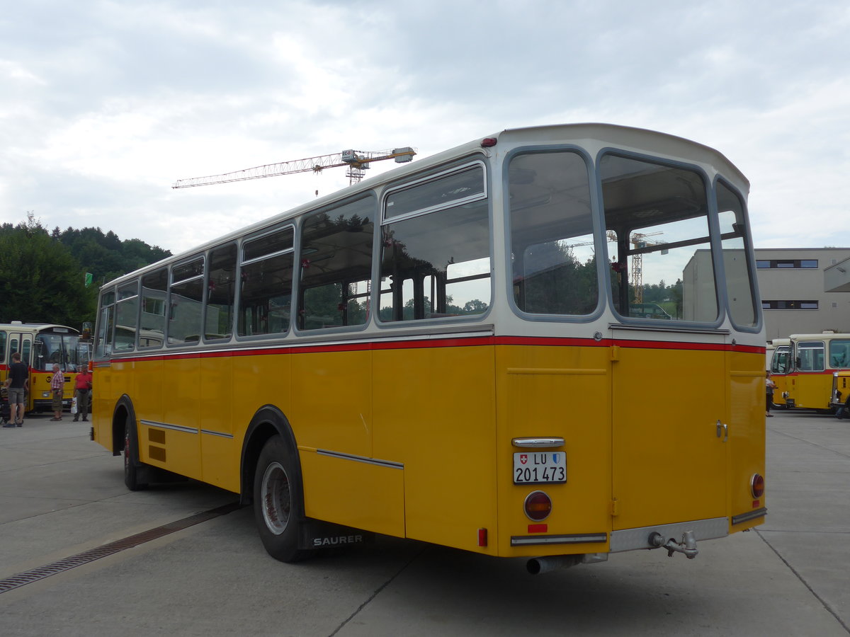 (184'394) - Huwiler, Ebikon - LU 201'473 - Saurer/R&J (ex Privat in der Ostschweiz; ex Lehmann, Dieterswil Nr. 16; ex BOB Interlaken Nr. 3; ex Gertsch, Stechelberg) am 26. August 2017 in Oberkirch, CAMPUS Sursee