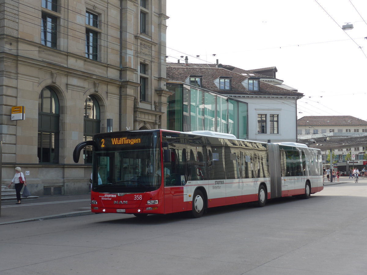 (184'521) - SW Winterthur - Nr. 358/ZH 886'358 - MAN am 27. August 2017 beim Hauptbahnhof Winterthur