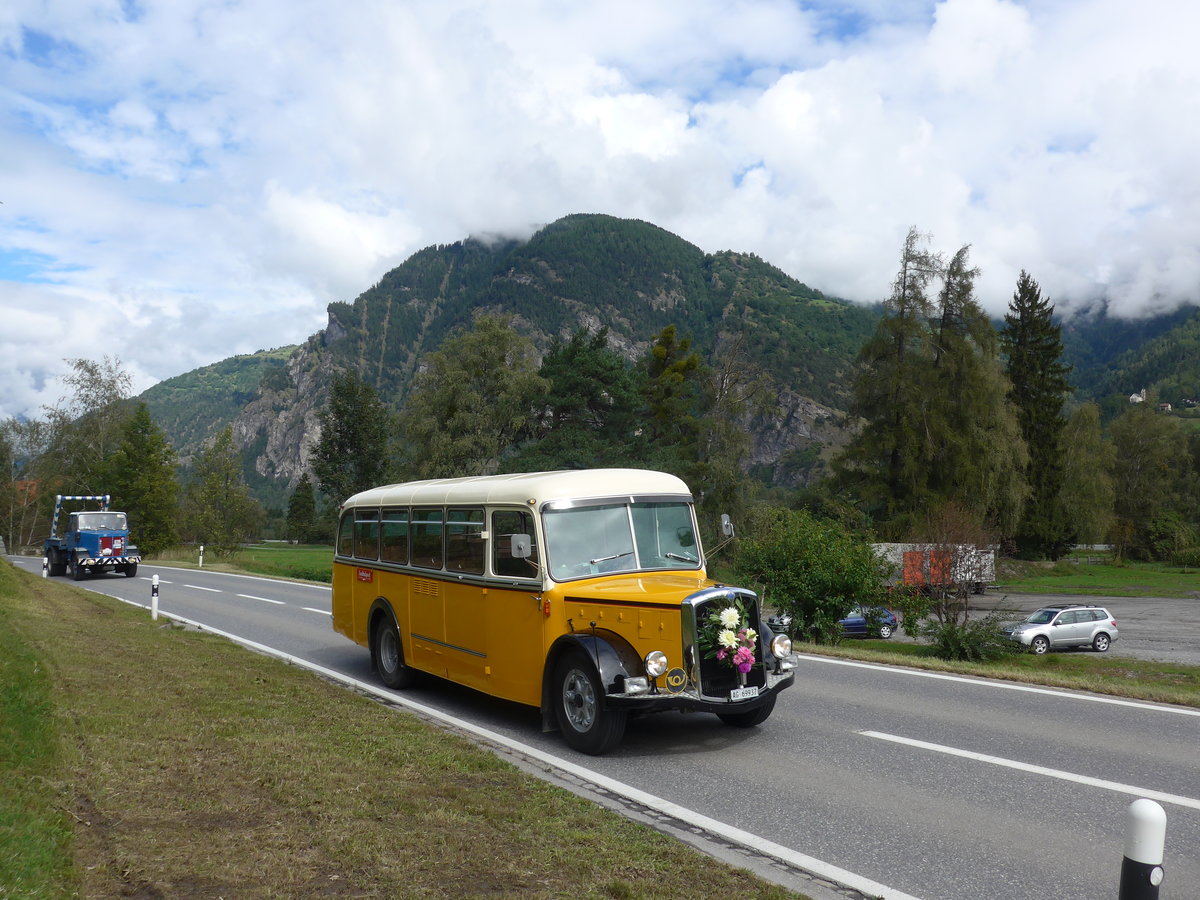 (184'876) - Blchlinger, Endingen - AG 69'937 - Saurer/Tscher (ex Dubach, Walde; ex Spescha, Andiast) am 16. September 2017 in Cazis, Bndner Arena