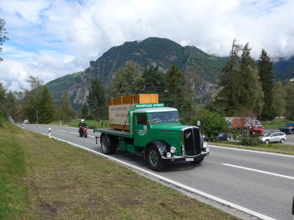 (184'904) - Wegmller, Attikon - ZH 31'046 U - Saurer am 16. September 2017 in Cazis, Bndner Arena