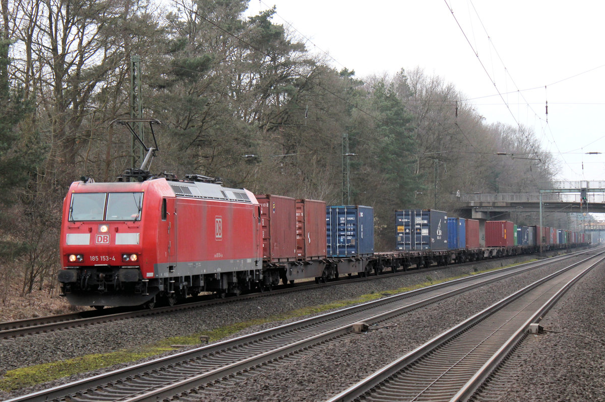 185 153-4 auf den Weg in den Hamburger Hafen. Sprötze den 08.03.2017