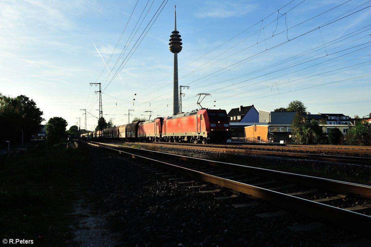 185 204-5 und 185 xxx mit einem Kohlebomber in Nürnberg Hohe Marta. 11.10.23