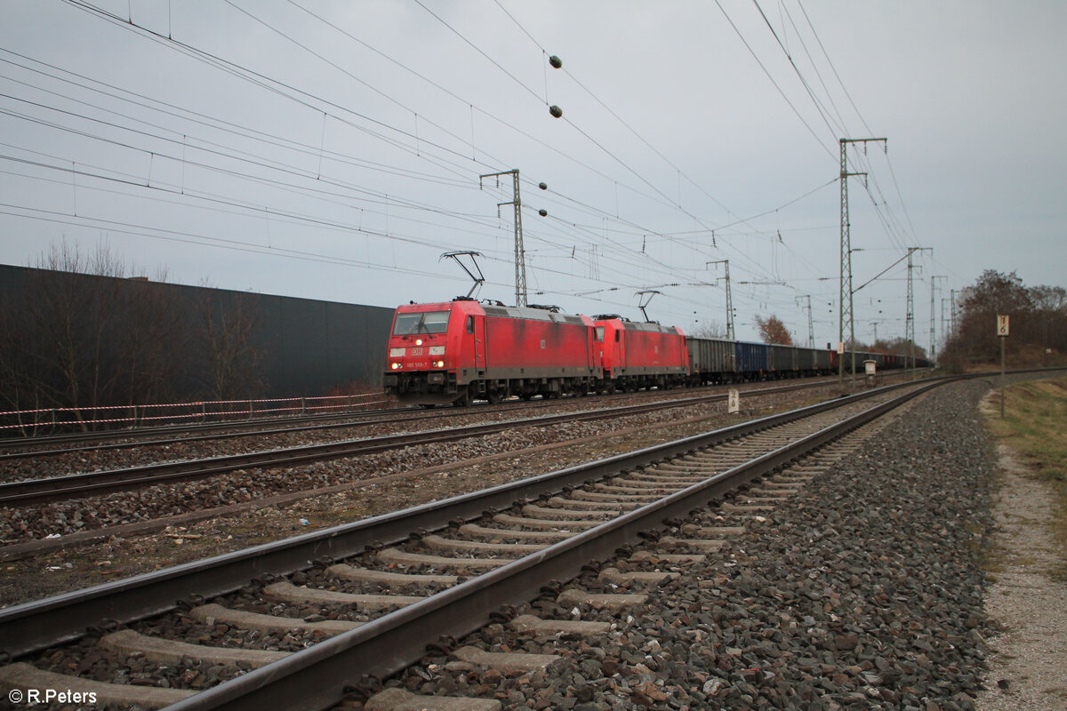 185 359-7 + 185 246-6 mit einer langen Leine Eas in Nürnberg Hohe Marter. 18.02.24