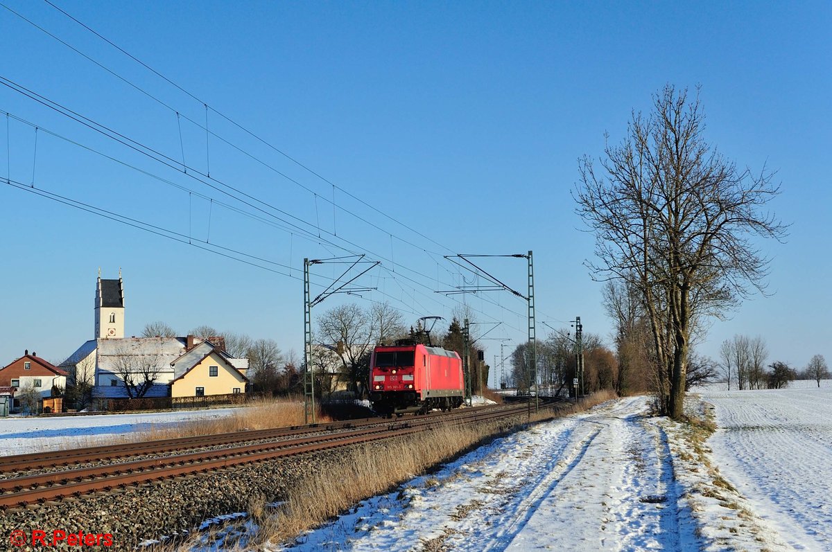 185 361-3 als Lz bei Mossham in Richtung Regensburg. 13.02.21