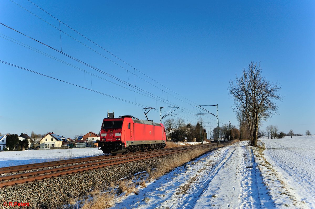 185 361-3 als Lz bei Mossham in Richtung Regensburg. 13.02.21