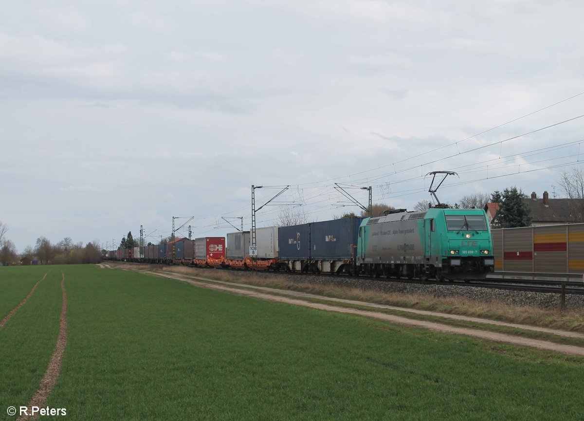 185 608-7 zieht den KT 56583 Passau - Darmstadt bei Obertraublingen. 14.03.20