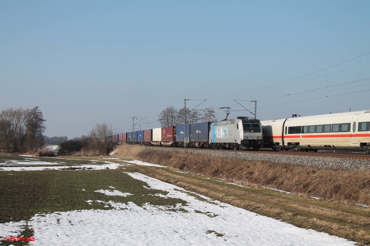 185 680-6  Lecker Technik  zieht ein KLV bei Moosham. 11.02.17