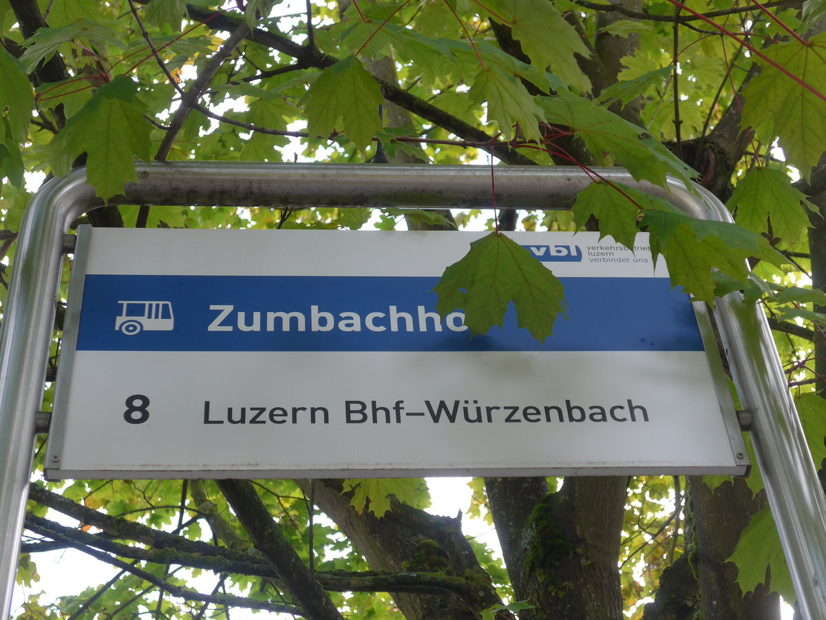 (185'160) - VBL-Haltestelle - Luzern, Zumbachhof - am 18. September 2017