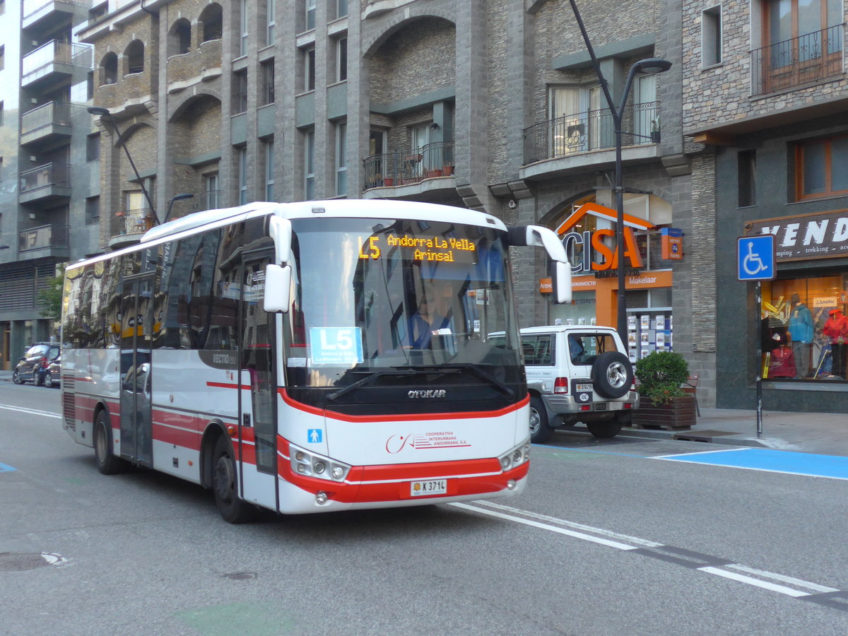 (185'430) - CIA Andorra la Vella - K3714 - Otokar am 27. September 2017 in La Massana, Les Entrades