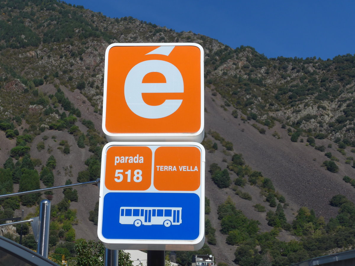 (185'483) - Bus-Haltestelle - Andorra la Vella, Terra Vella - am 28. September 2017