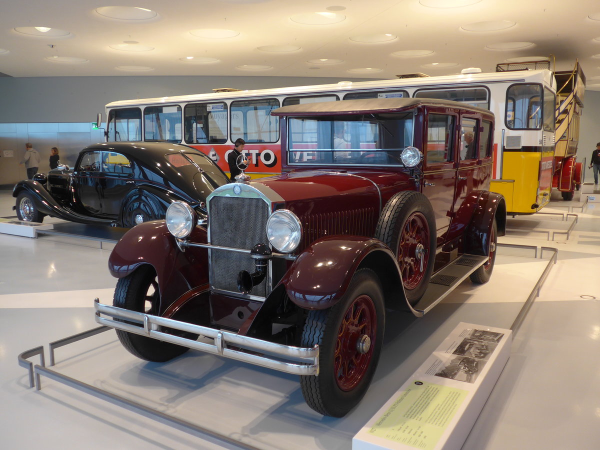 (186'344) - Mercedes-Benz 12/55 PS Pullman-Limousine von 1927 am 12. November 2017 in Stuttgart, Mercedes-Benz Museum