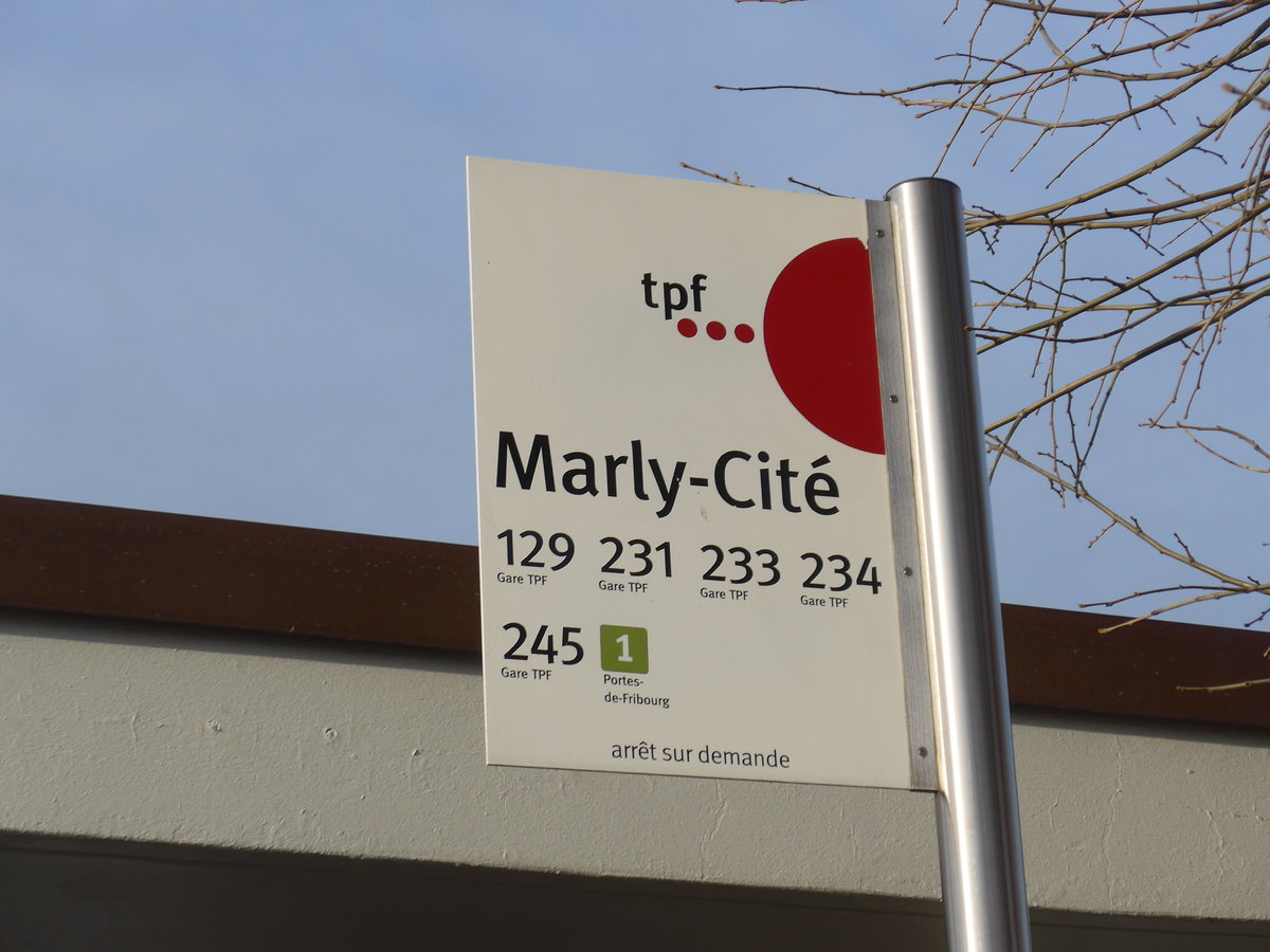 (186'689) - TPF-Haltestelle - Marly, Marly-Cit - am 27. November 2017