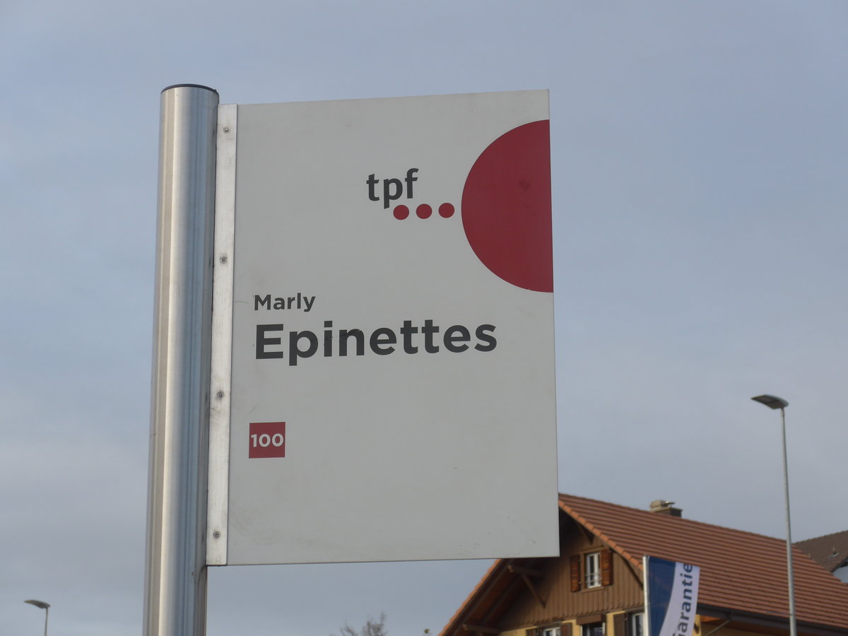 (186'690) - TPF-Haltestelle - Marly, Epinettes - am 27. November 2017