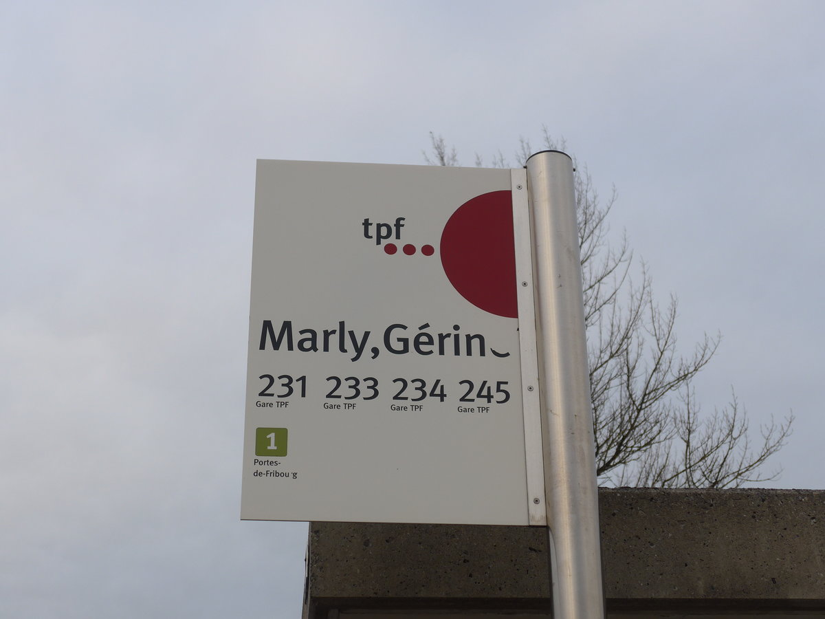 (186'706) - TPF-Haltestelle - Marly, Grin - am 27. November 2017