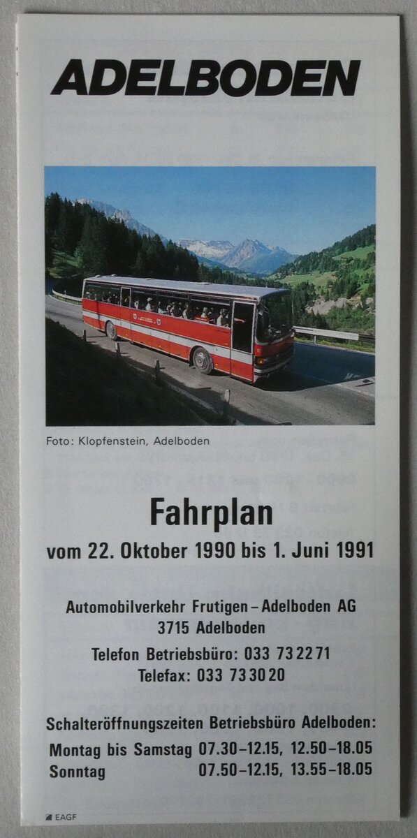 (186'707) - AFA-Fahrplan vom vom 22. Oktober 1990 bis 1. Mai 1991 am 3. Mai 2026 in Thun