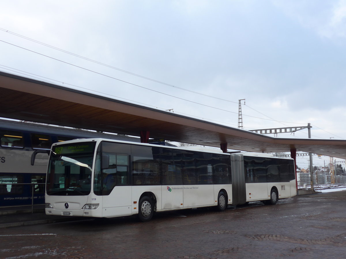 (186'898) - VZO Grningen - Nr. 119/ZH 745'119 - Mercedes am 9. Dezember 2017 beim Bahnhof Wetzikon