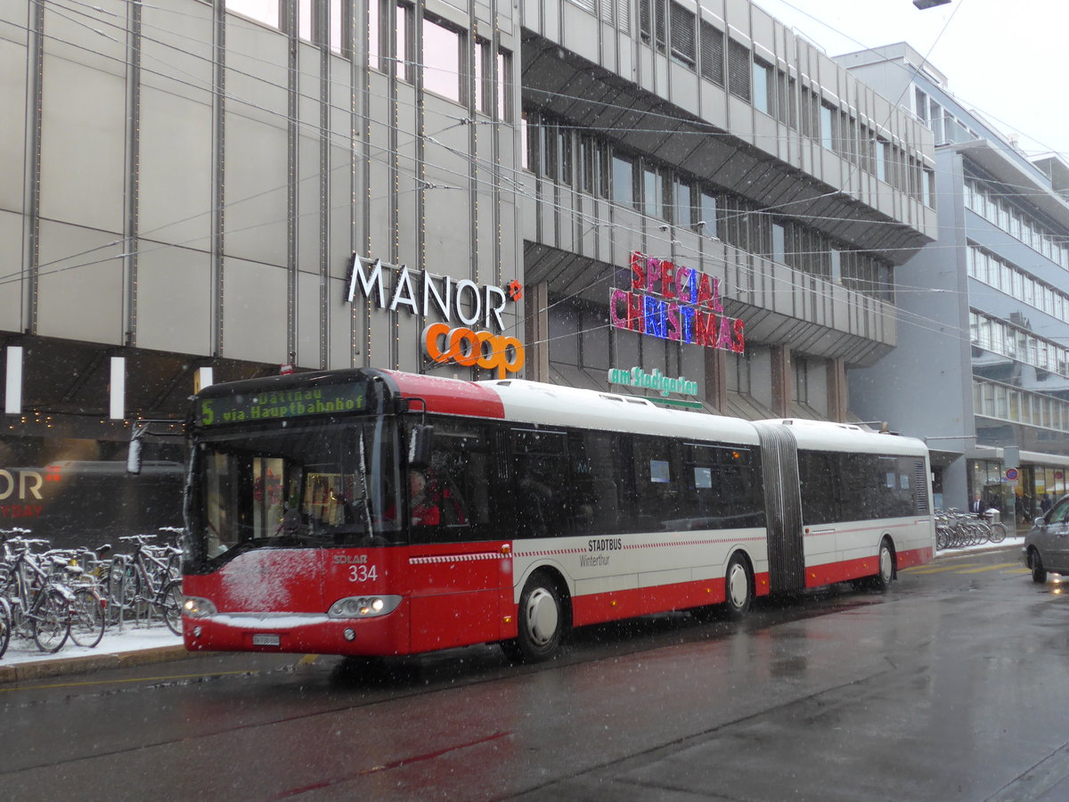 (186'909) - SW Winterthur - Nr. 334/ZH 730'334 - Solaris am 9. Dezember 2017 in Winterthur, Bankstrasse