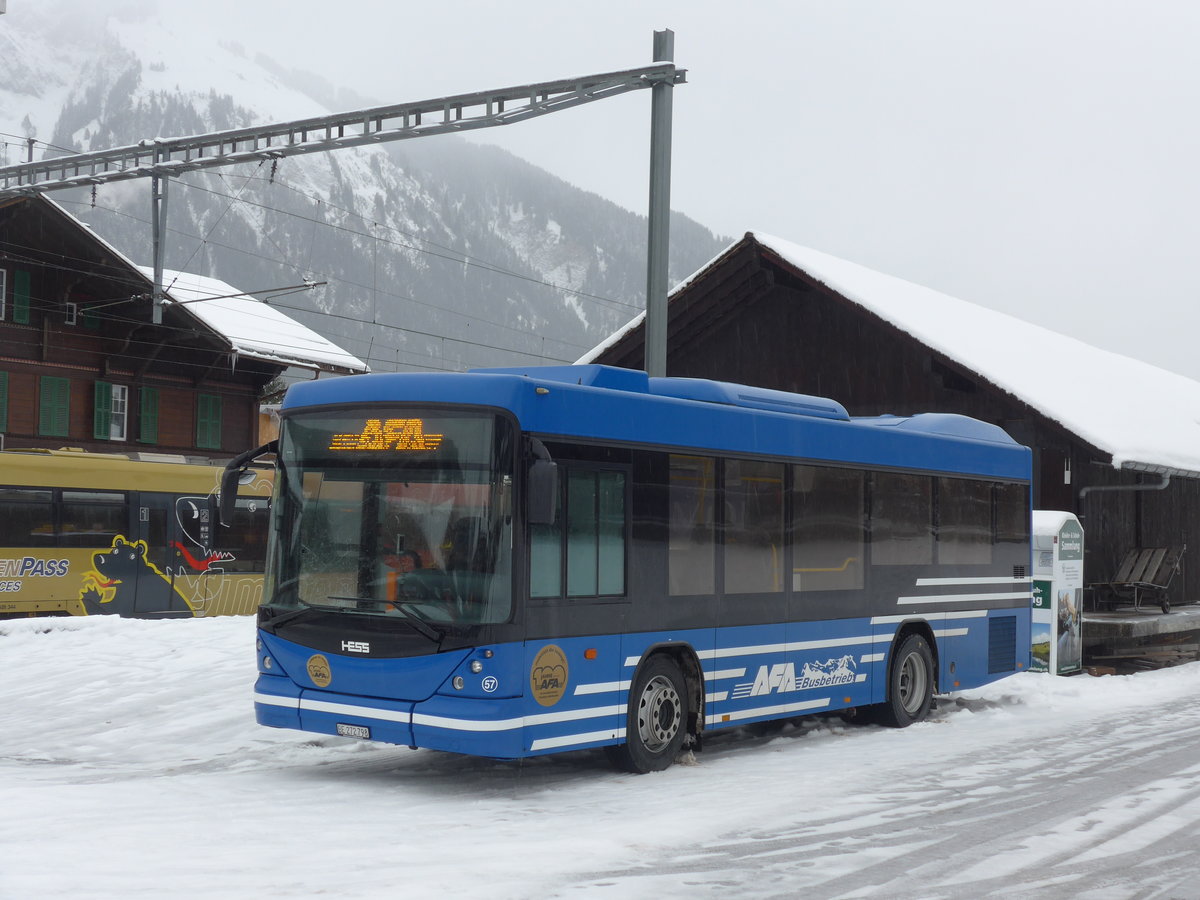 (186'939) - AFA Adelboden - Nr. 57/BE 272'798 - Scania/Hess am 10. Dezember 2017 beim Bahnhof Lenk