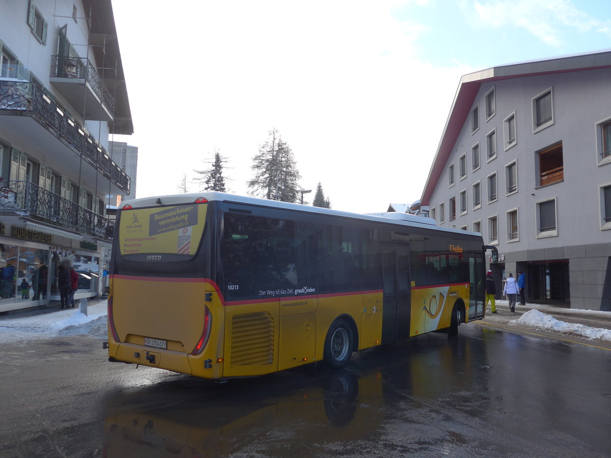 (187'570) - PostAuto Graubnden - GR 170'437 - Iveco am 1. Januar 2018 in Lenzerheide, Post