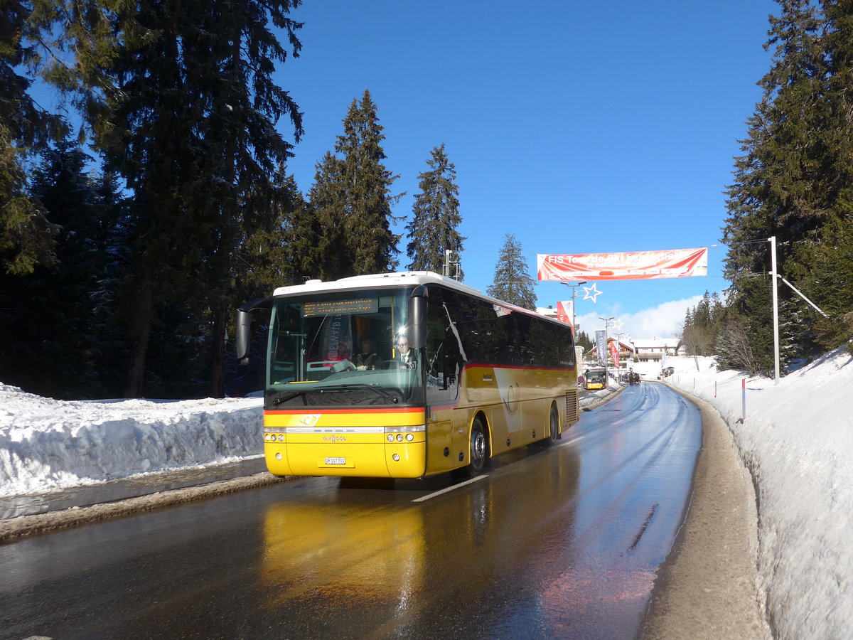 (187'595) - PostAuto Graubnden - GR 107'701 - Van Hool am 1. Januar 2018 in Valbella, Tour de Ski