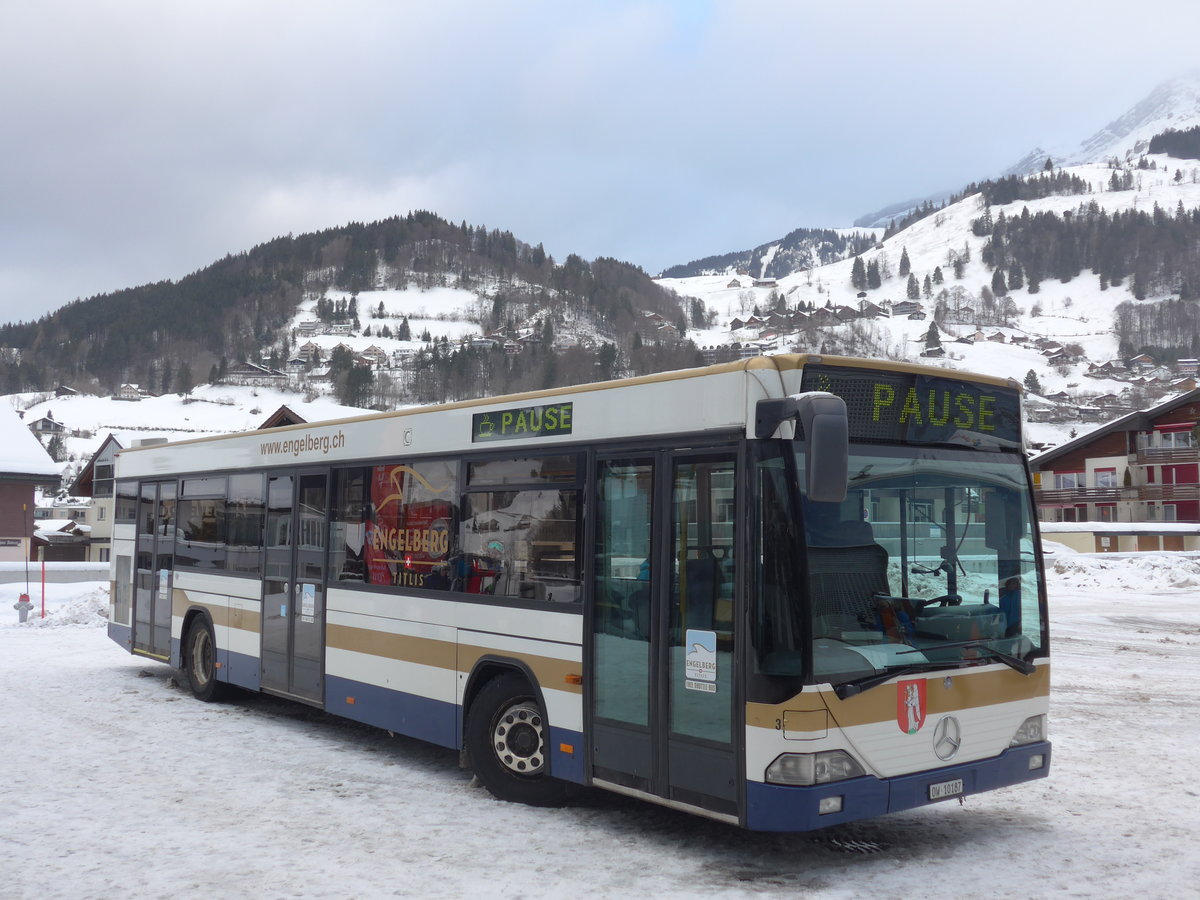 (187'635) - EAB Engelberg - Nr. 3/OW 10'187 - Mercedes/Hess (ex ZVB Zug Nr. 157; ex ZVB Zug Nr. 57) am 2. Januar 2018 in Engelberg, Titlisbahnen