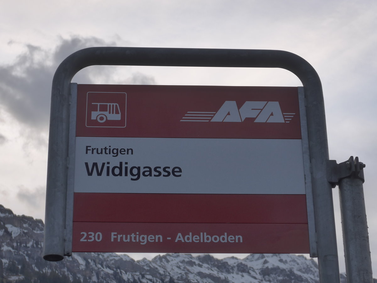 (187'694) - AFA-Haltestelle - Frutigen, Widigasse - am 7. Januar 2018