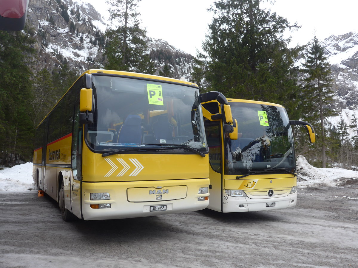 (187'775) - Tschannen, Zofingen - Nr. 6/AG 7858 - MAN (ex STI Thun Nr. 39) am 7. Januar 2018 in Adelboden, Unter dem Birg