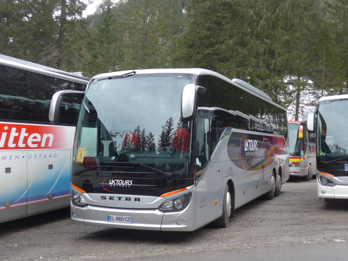 (187'816) - Aus Frankreich: Kunegel, Colmar - EL 660 CZ - Setra am 7. Januar 2018 in Adelboden, Unter dem Birg