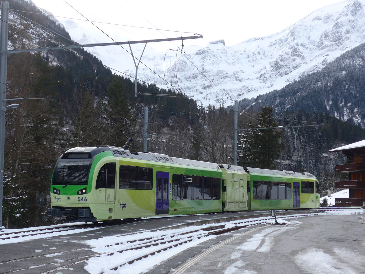 (187'990) - TPC-Pendelzug - Nr. 546 - am 20. Januar 2018 im Bahnhof Champry