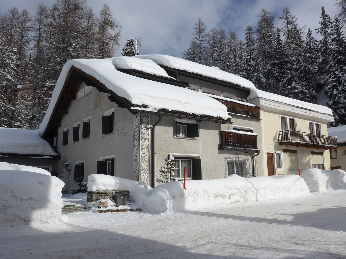 (188'155) - Chesa Fmm am 3. Februar 2018 im verschneiten Sils-Maria