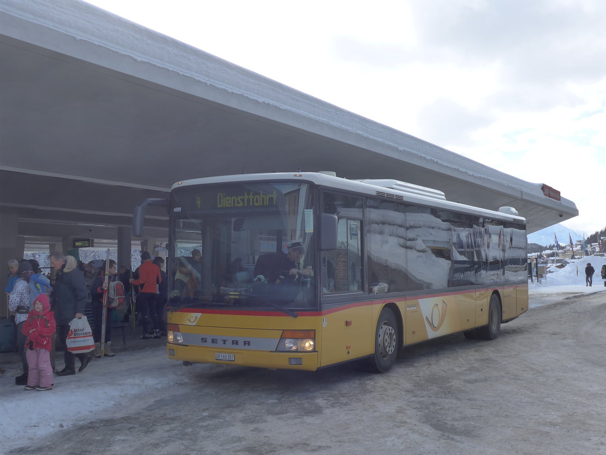 (188'162) - PostAuto Graubnden - GR 160'387 - Setra am 3. Februar 2018 beim Bahnhof St. Moritz