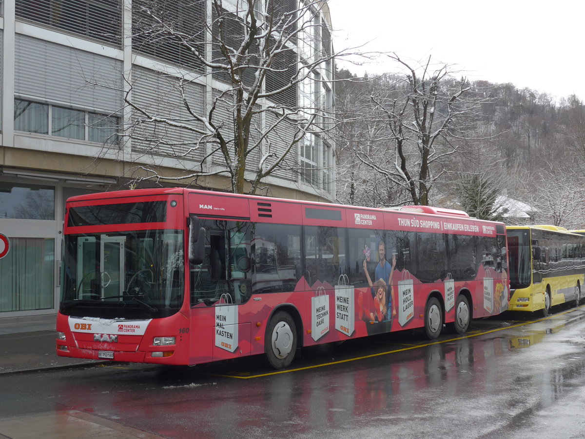 (188'453) - STI Thun - Nr. 160/BE 752'160 - MAN am 12. Februar 2018 bei der Schifflndte Thun