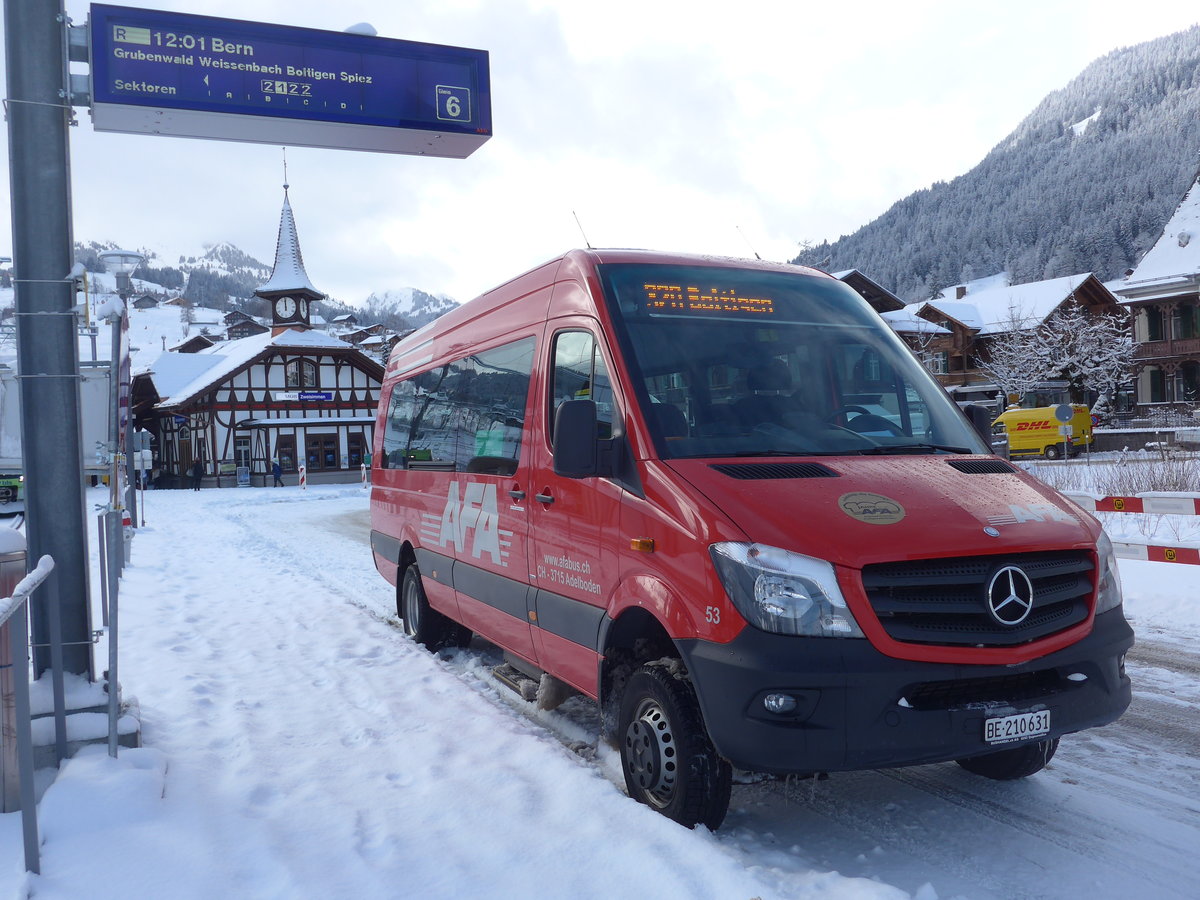 (188'463) - AFA Adelboden - Nr. 53/BE 210'631 - Mercedes am 12. Februar 2018 beim Bahnhof Zweisimmen