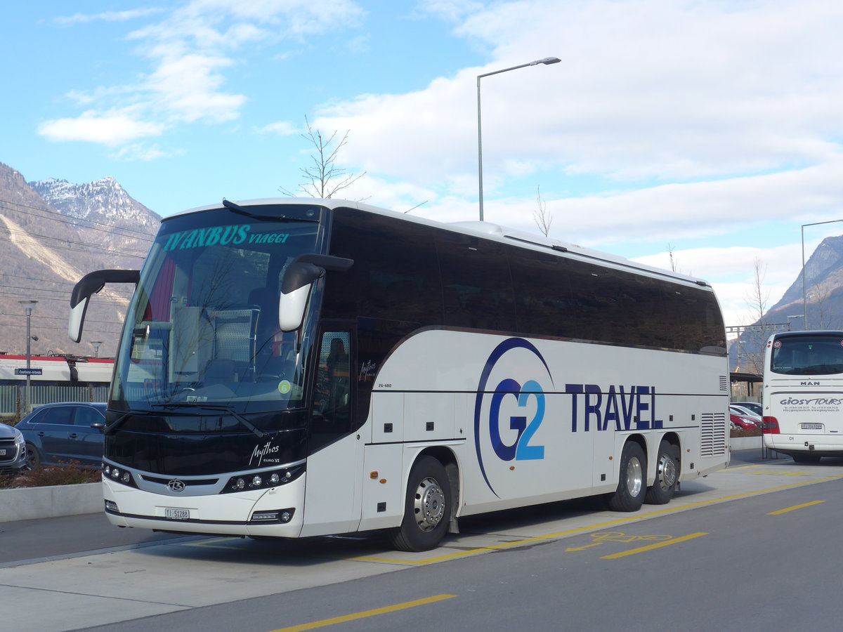 (188'575) - IvanBus, Personico - TI 51'288 - MAN/Beulas am 14. Februar 2018 beim Bahnhof Castione