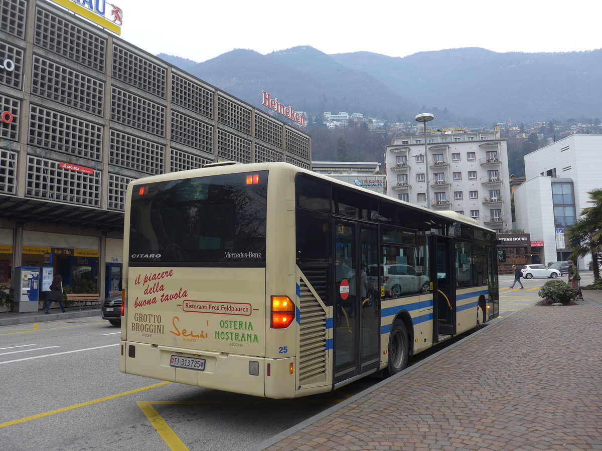 (188'826) - FART Locarno - Nr. 25/TI 313'725 - Mercedes am 17. Februar 2018 beim Bahnhof Locarno