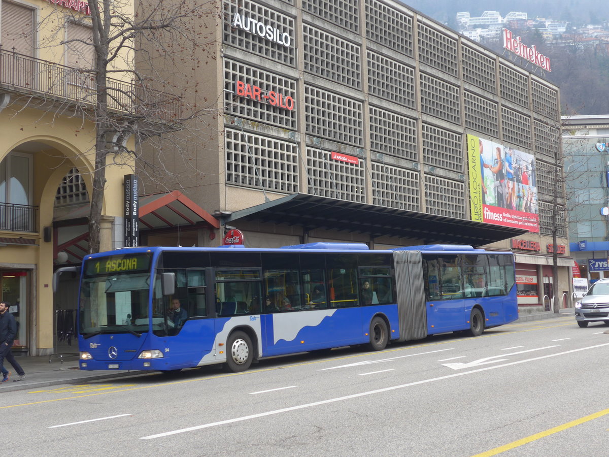 (188'832) - FART Locarno - Nr. 34/TI 318'334 - Mercedes (ex VZO Grningen Nr. 22) am 17. Februar 2018 beim Bahnhof Locarno