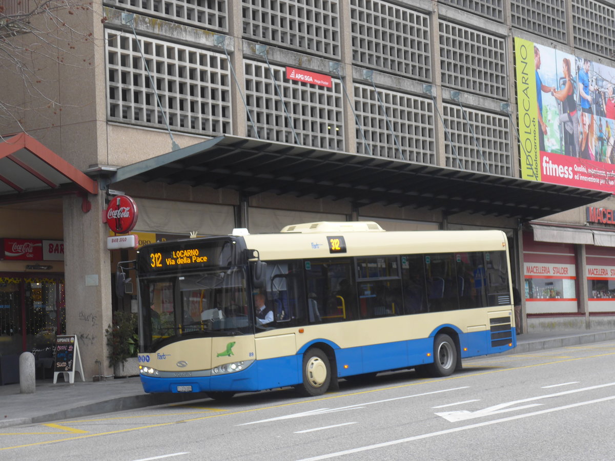 (188'834) - FART Locarno - Nr. 89/TI 276'089 - Solaris am 17. Februar 2018 beim Bahnhof Locarno