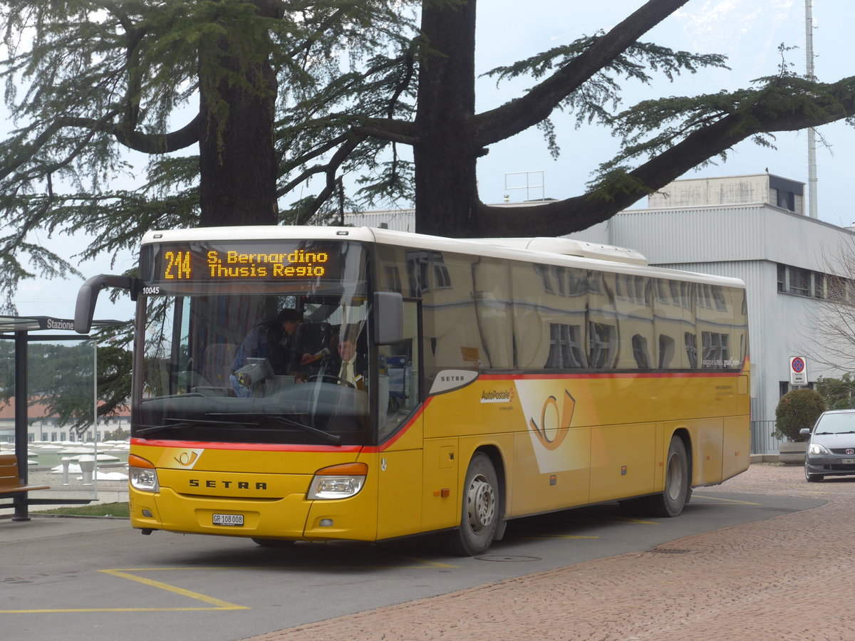 (188'858) - TpM, Mesocco - Nr. 8/GR 108'008 - Setra am 17. Februar 2018 beim Bahnhof Bellinzona