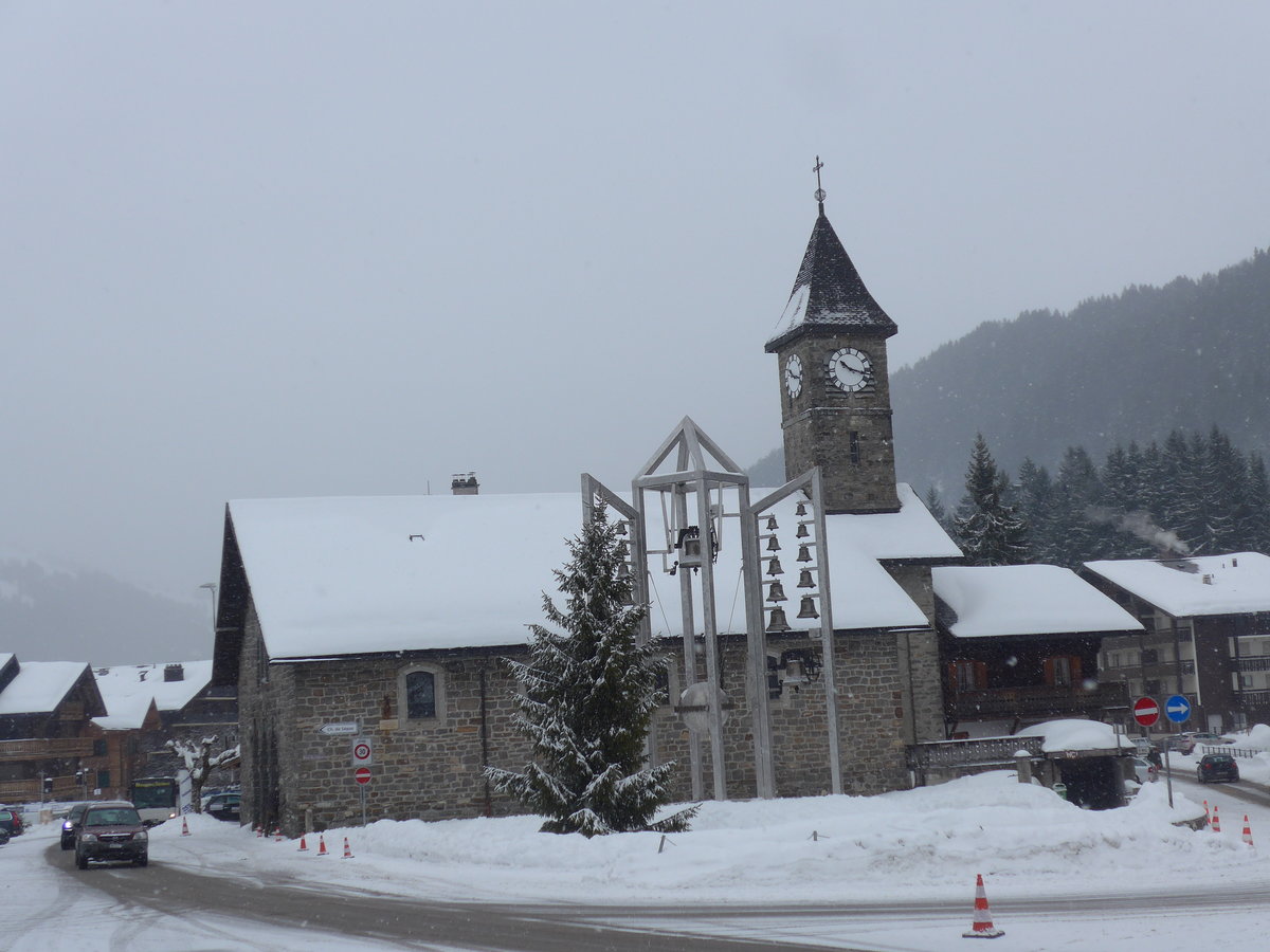 (189'003) - Die Kirche in Morgins am 3. Mrz 2018