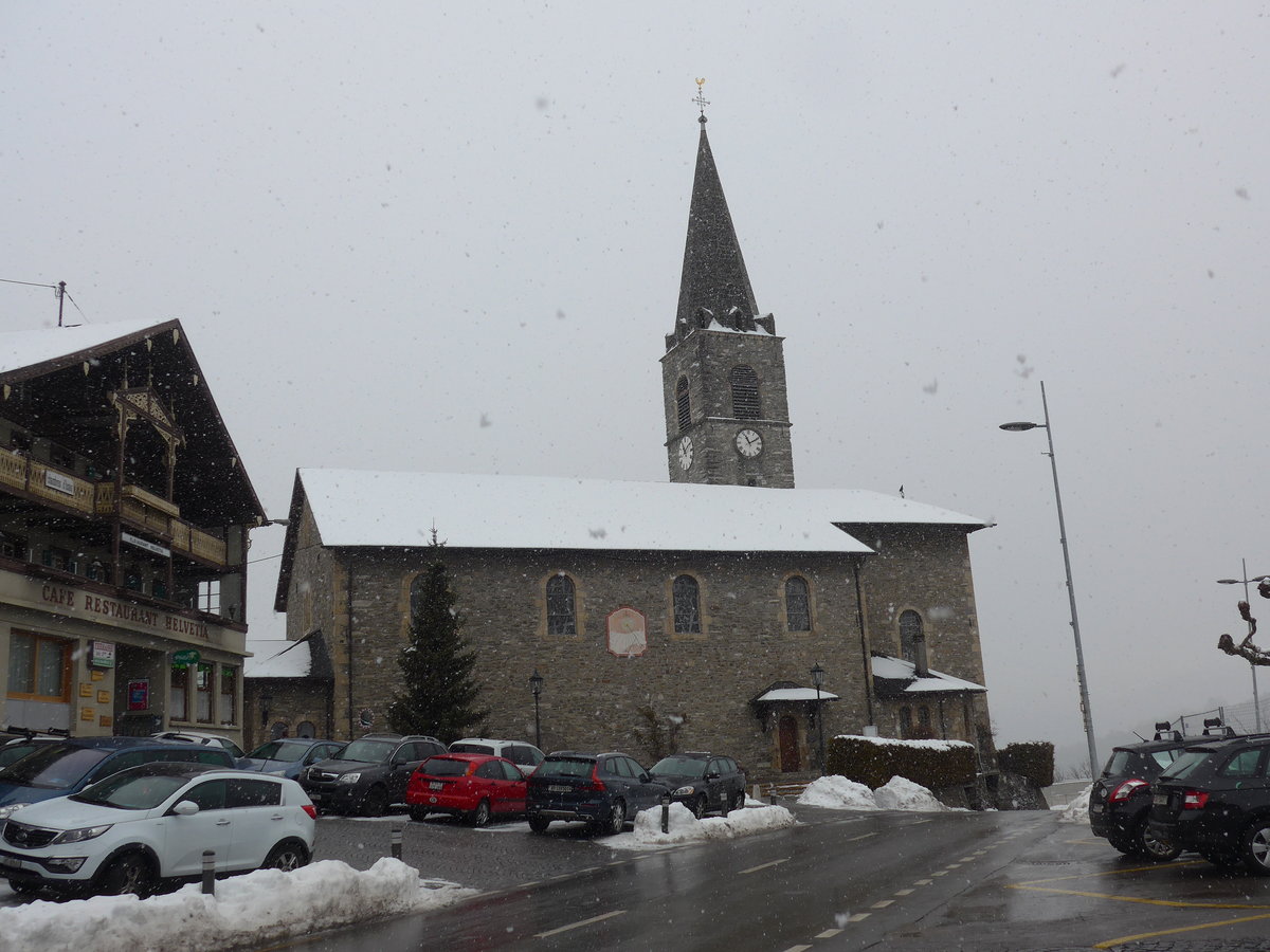 (189'007) - Die Kirche in Troistorrents am 3. Mrz 2018