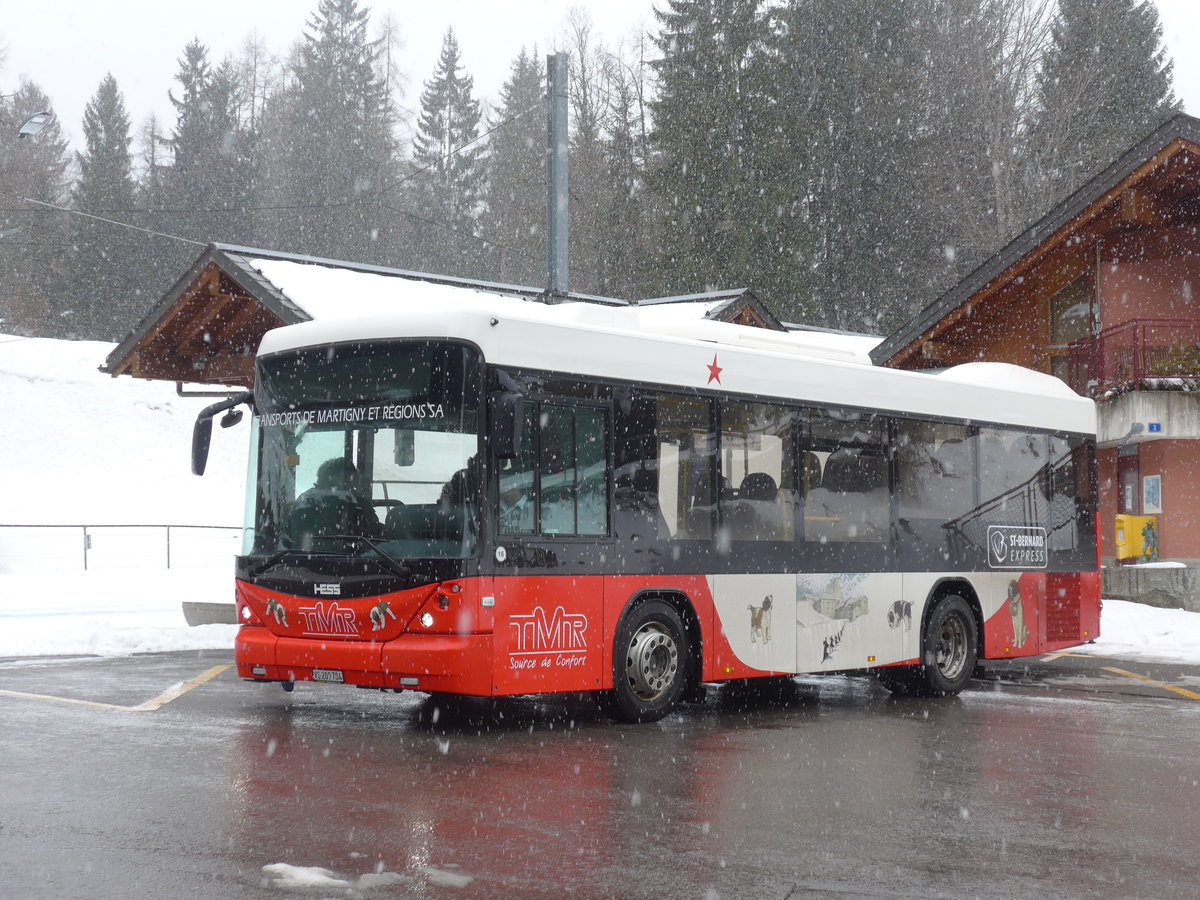 (189'013) - TMR Martigny - Nr. 16/VS 209'784 - Scania/Hess (ex Hess, Bellach) am 3. Mrz 2018 beim Bahnhof Les Marcottes