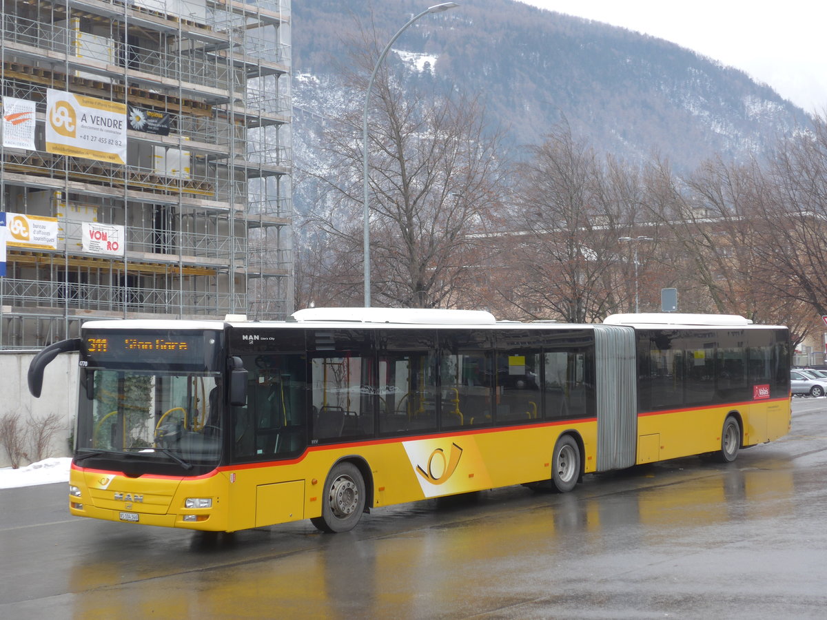 (189'025) - Buchard, Leytron - VS 104'346 - MAN (ex Nr. 160) am 3. Mrz 2018 beim Bahnhof Martigny