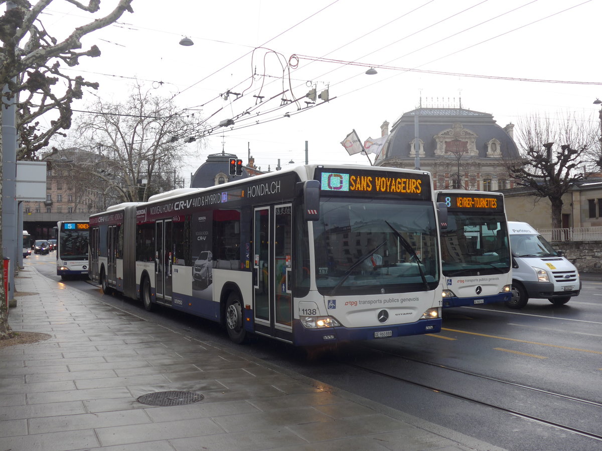 (189'178) - TPG Genve - Nr. 1138/GE 960'888 - Mercedes am 12. Dezember 2018 in Genve, Place des Vingt-Deux-Cantons