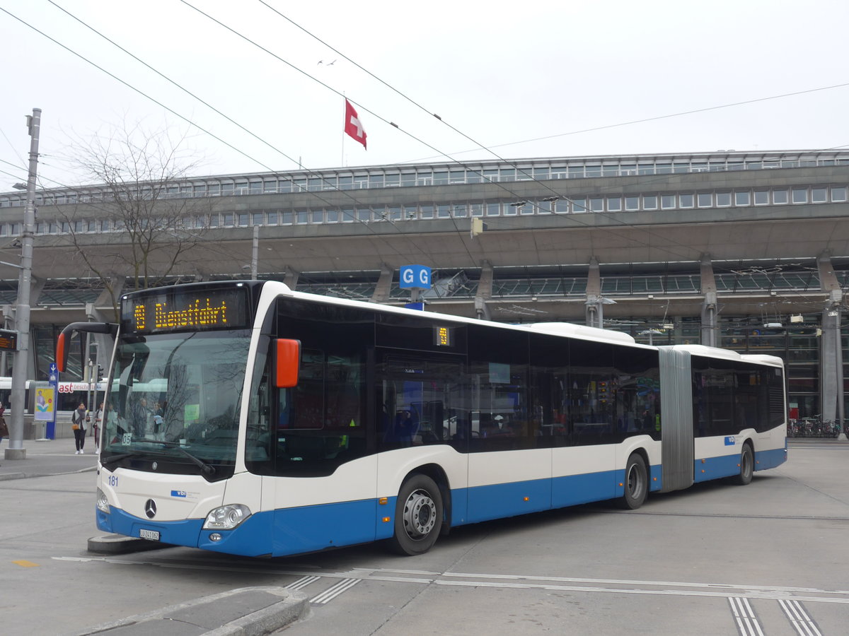 (189'323) - VBL Luzern - Nr. 181/LU 241'062 - Mercedes am 17. Mrz 2018 beim Bahnhof Luzern