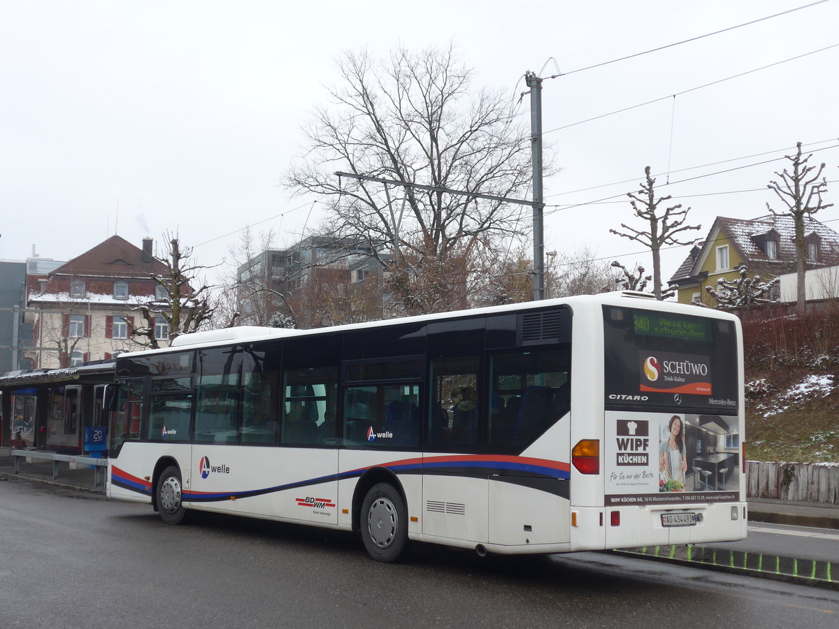 (189'489) - Limmat Bus, Dietikon - AG 434'493 - Mercedes am 19. Mrz 2018 beim Bahnhof Wohlen