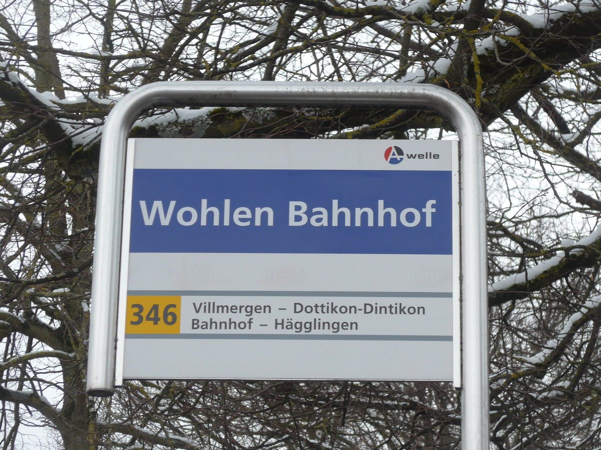 (189'494) - A-welle-Haltestelle - Wohlen, Bahnhof - am 19. Mrz 2018