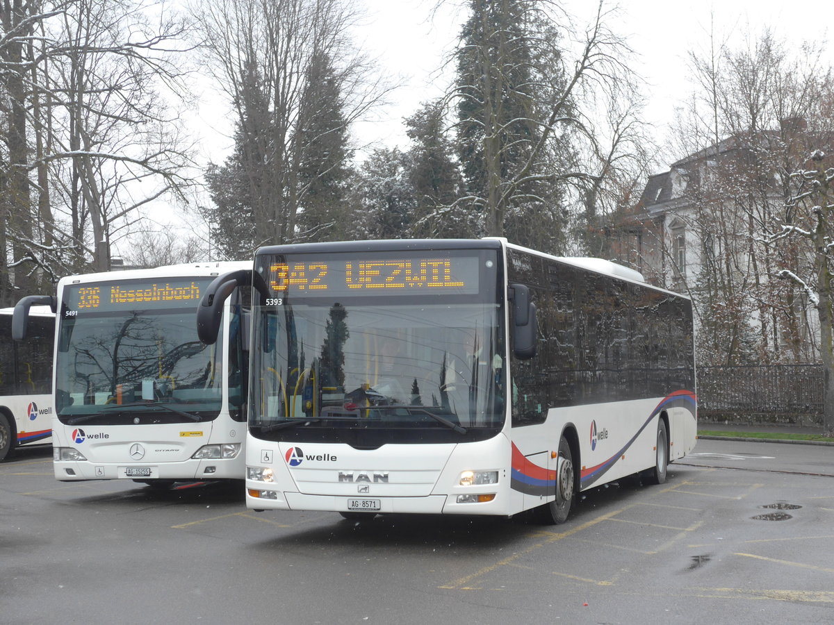 (189'495) - Geissmann, Hgglingen - AG 8571 - MAN am 19. Mrz 2018 beim Bahnhof Wohlen