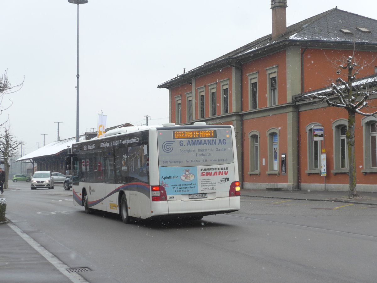 (189'515) - Geissmann, Hgglingen - AG 208'685 - MAN am 19. Mrz 2018 beim Bahnhof Wohlen