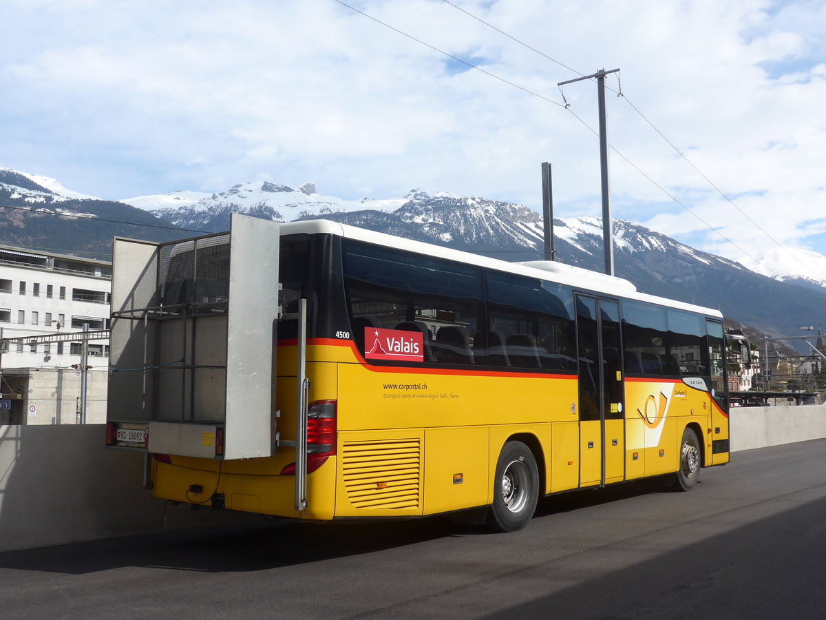 (189'718) - TSAR, Sierre - VS 16'092 - Setra (ex Pfammatter, Sierre) am 30. Mrz 2018 in Sierre, Busbahnhof